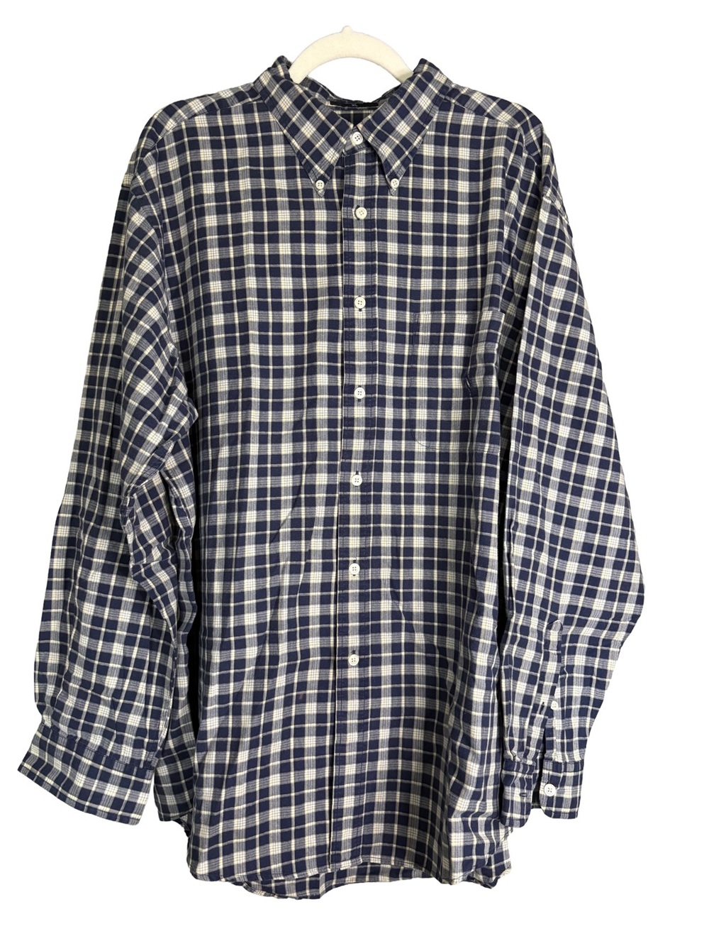 Nautica Navy and White Plaid Button-Down Shirt